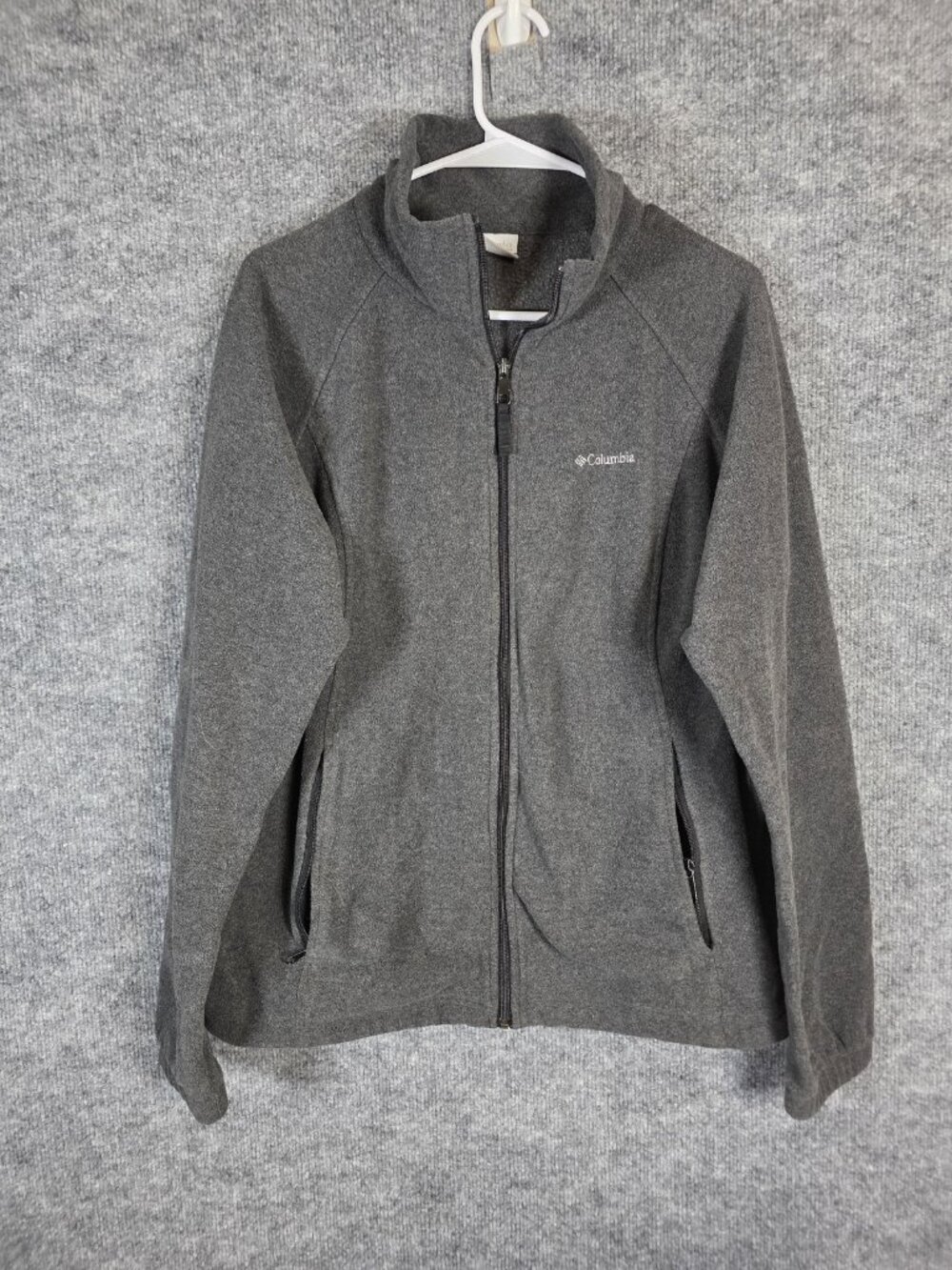 Columbia Jacket Womens XL Gray Fleece Full Zip Lightweight Hiking Pockets